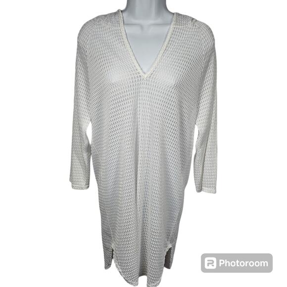 Jordan Taylor Pullover Hooded Waffle Knit Swimsuit Cover Up Size L - Picture 1 of 10
